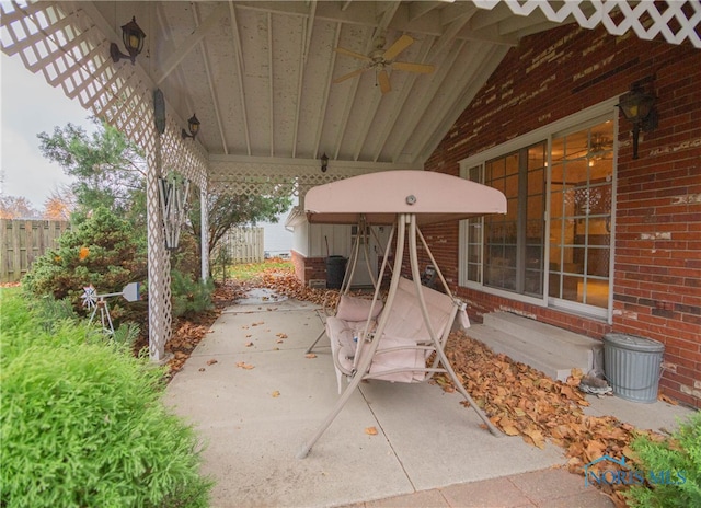 view of patio with ceiling fan