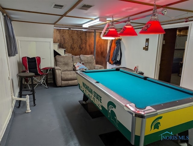 game room with billiards