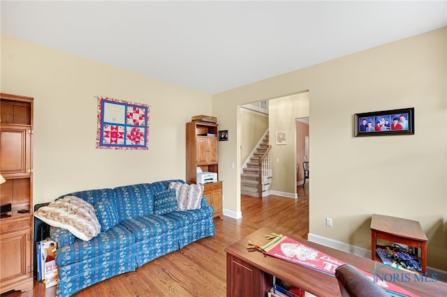 living room featuring light hardwood / wood-style floors