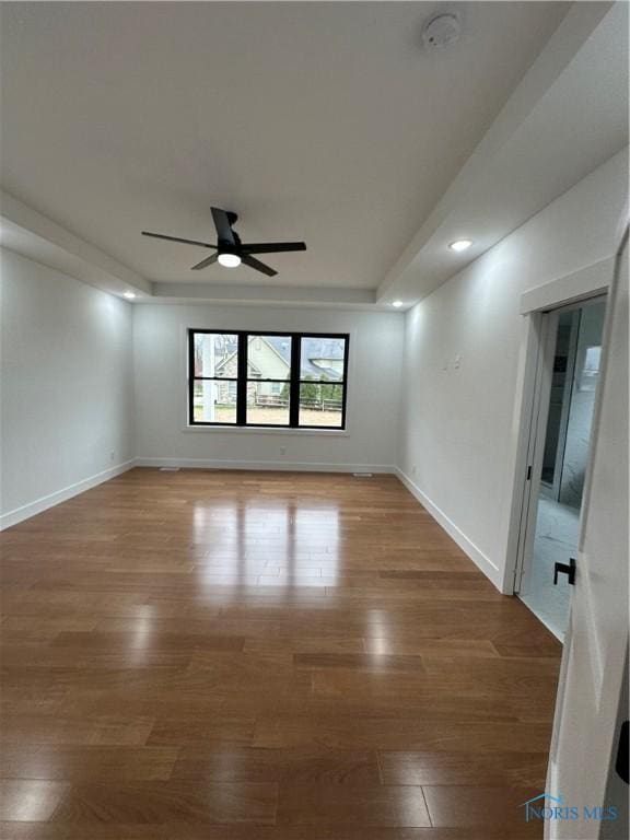 3640 Turtle Creek Dr, Perrysburg, OH 43551 - empty room featuring a ceiling fan, wood finished floors, a smoke detector, baseboards, and recessed lighting