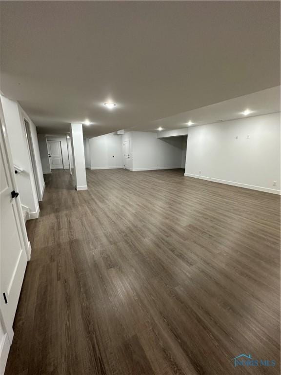 3640 Turtle Creek Dr, Perrysburg, OH 43551 - finished below grade area featuring dark wood-style flooring, baseboards, and recessed lighting