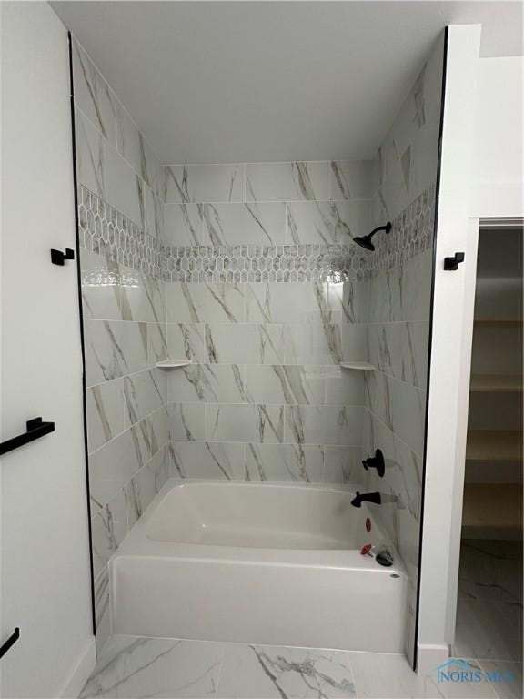 3640 Turtle Creek Dr, Perrysburg, OH 43551 - full bathroom with tub / shower combination, marble look tiles, and baseboards