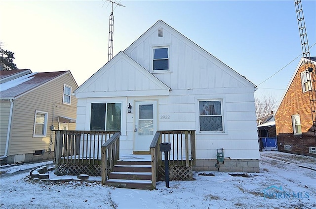 view of snow covered property