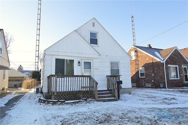 view of snow covered property