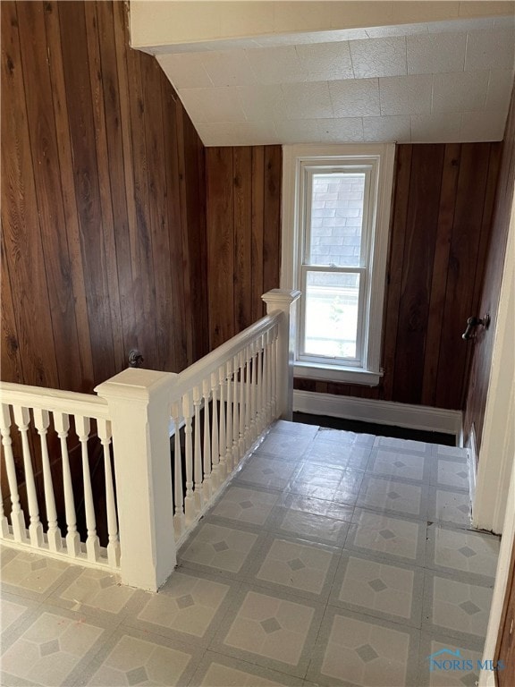 interior space with wooden walls