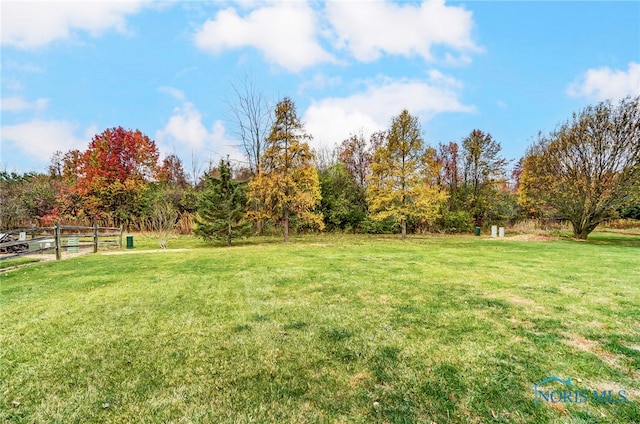 view of yard with a rural view