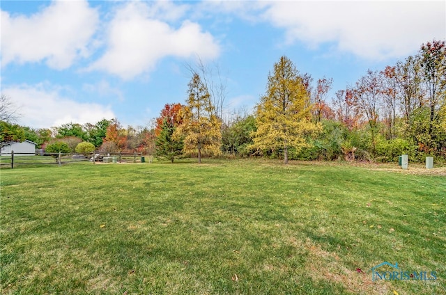 view of yard with a rural view