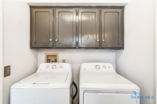 laundry room with cabinets and separate washer and dryer