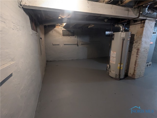 basement with gas water heater