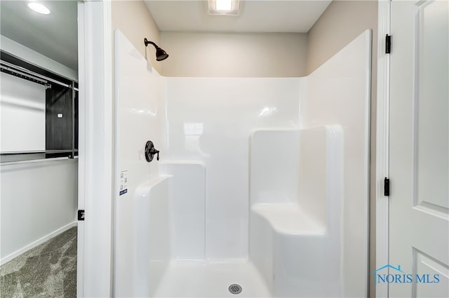 bathroom with a shower