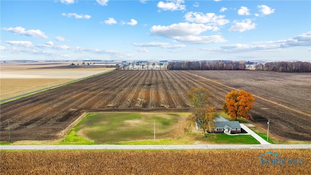 birds eye view of property with a rural view