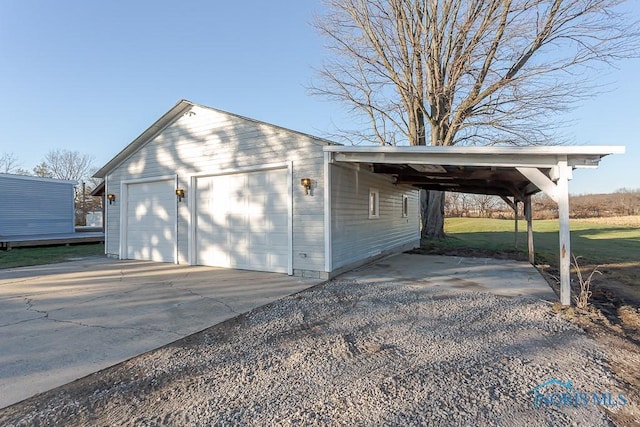 garage featuring a yard