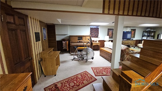 view of carpeted office space