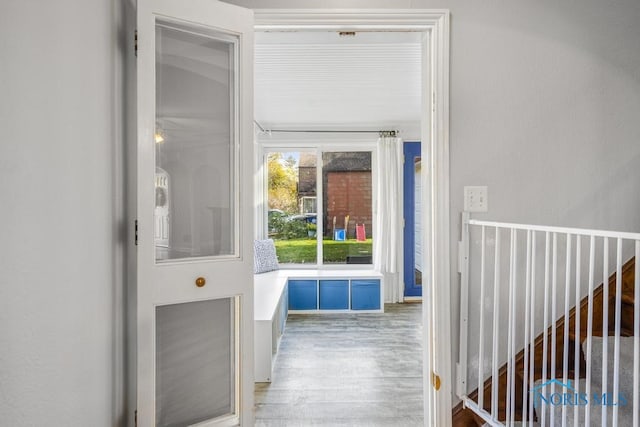 doorway to outside with hardwood / wood-style flooring