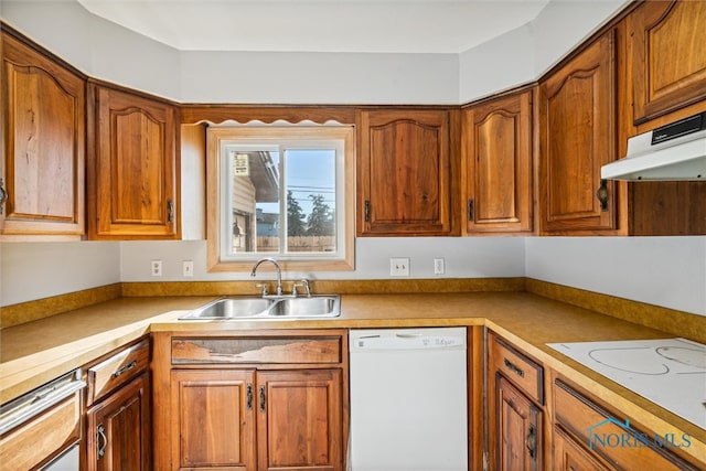 kitchen with sink and white dishwasher