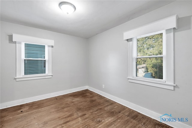 spare room with wood-type flooring