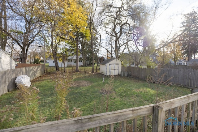 view of yard with a shed