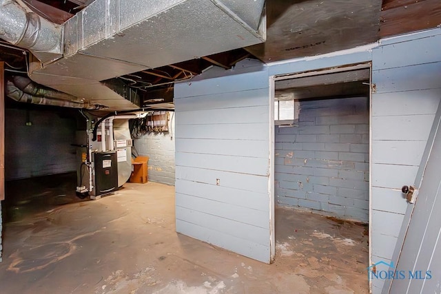 basement with heating unit