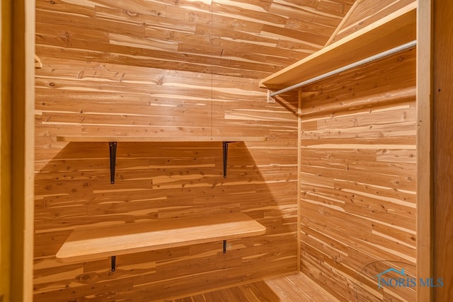 walk in closet featuring hardwood / wood-style floors