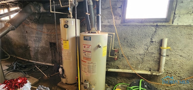 utility room with water heater