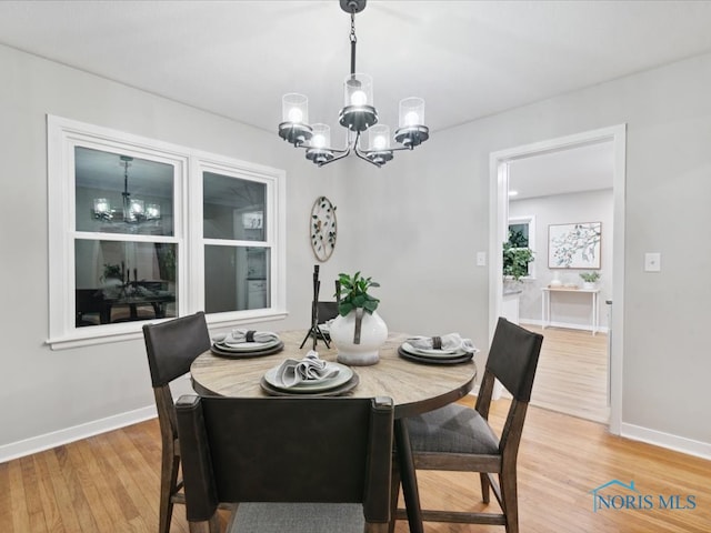 dining room featuring an inviting chandelier and hardwood / wood-style floors