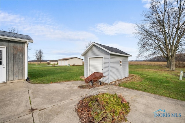 exterior space featuring a storage shed