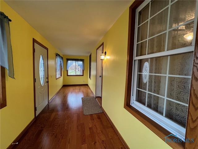 hall featuring wood-type flooring