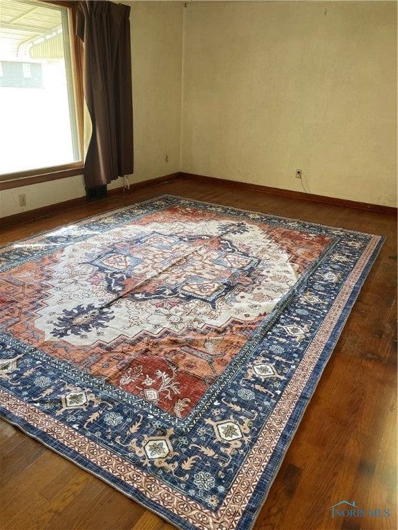 spare room featuring wood-type flooring