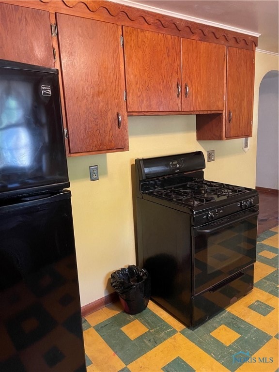 kitchen with black appliances