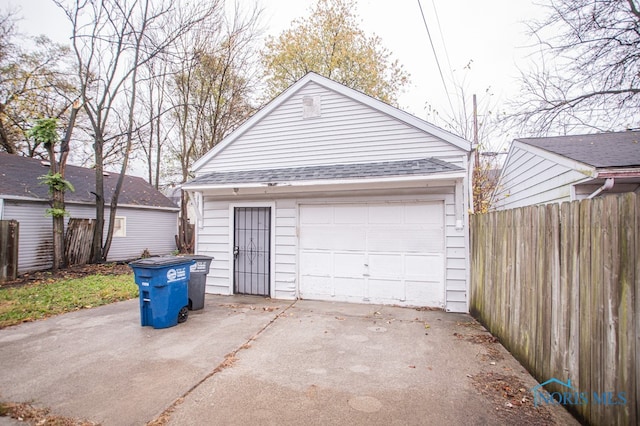 view of garage