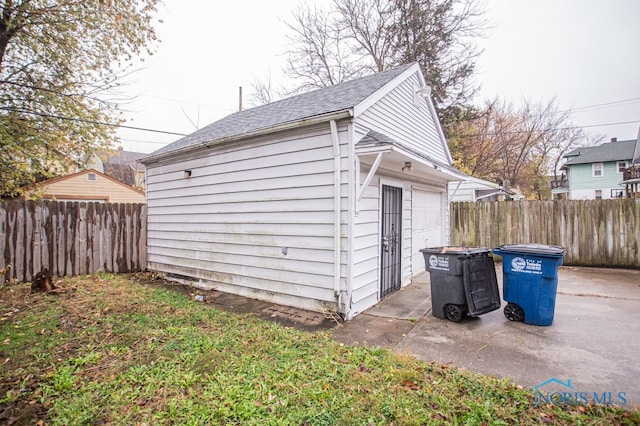 view of outdoor structure featuring a garage