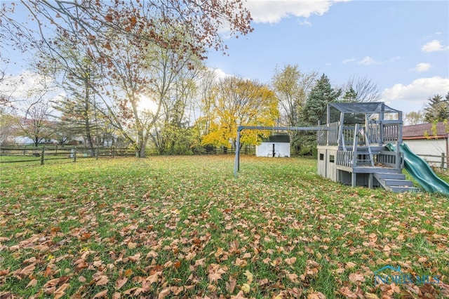 view of yard with a playground