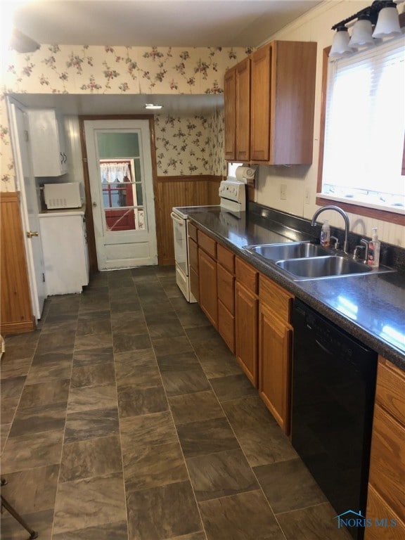 kitchen with sink and white appliances