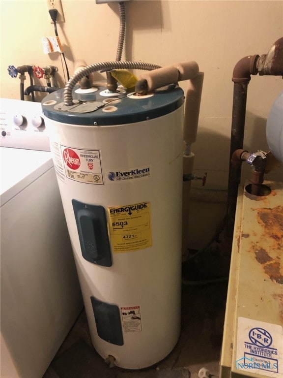 utility room featuring water heater