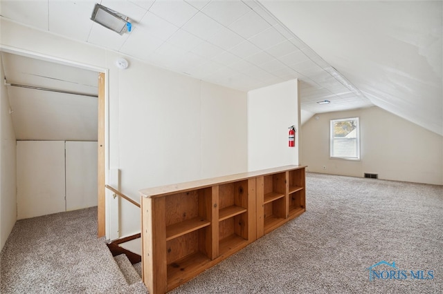 additional living space with carpet floors and lofted ceiling