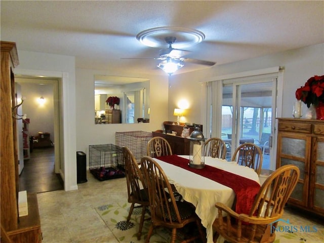 dining space with ceiling fan