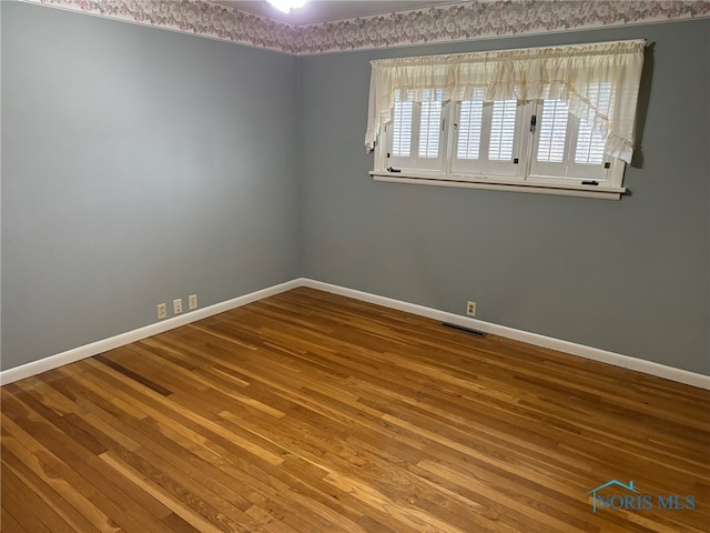 spare room featuring wood-type flooring