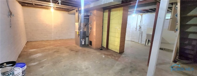 basement with heating unit