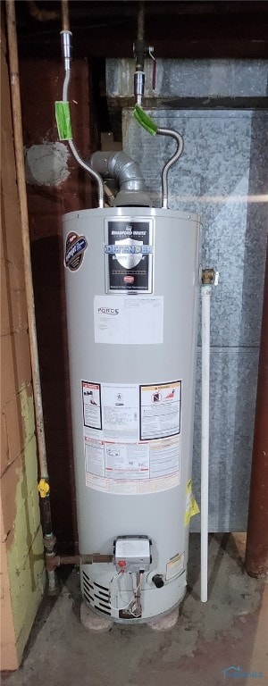 utility room with gas water heater