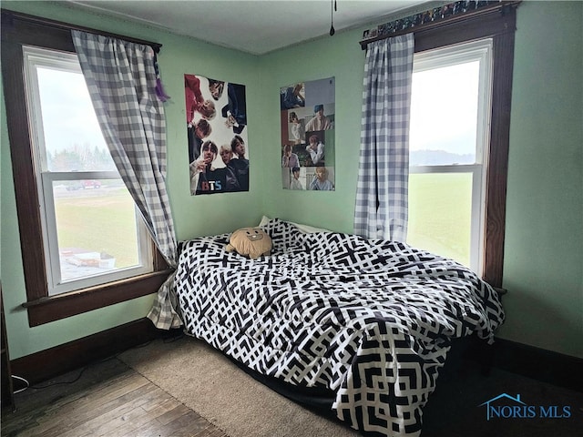 bedroom with wood-type flooring