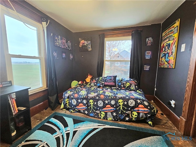 bedroom with a water view