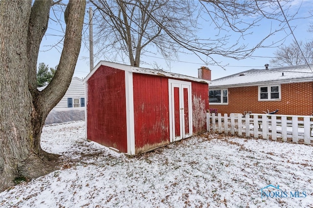 view of snow covered structure