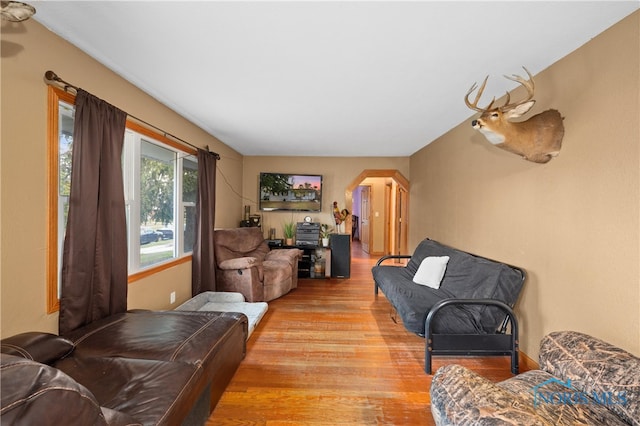 living room with light wood-type flooring