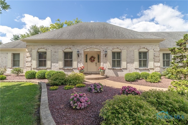 view of front of property with a front lawn