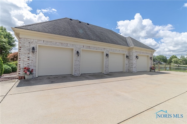 exterior space featuring a garage