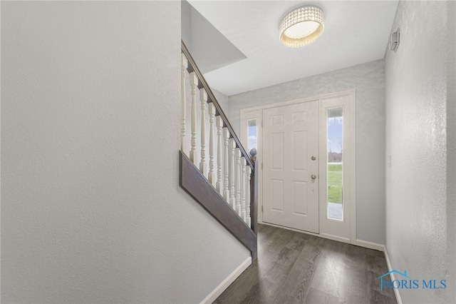 entrance foyer featuring dark hardwood / wood-style flooring