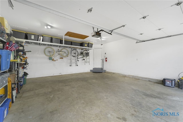 garage with a garage door opener