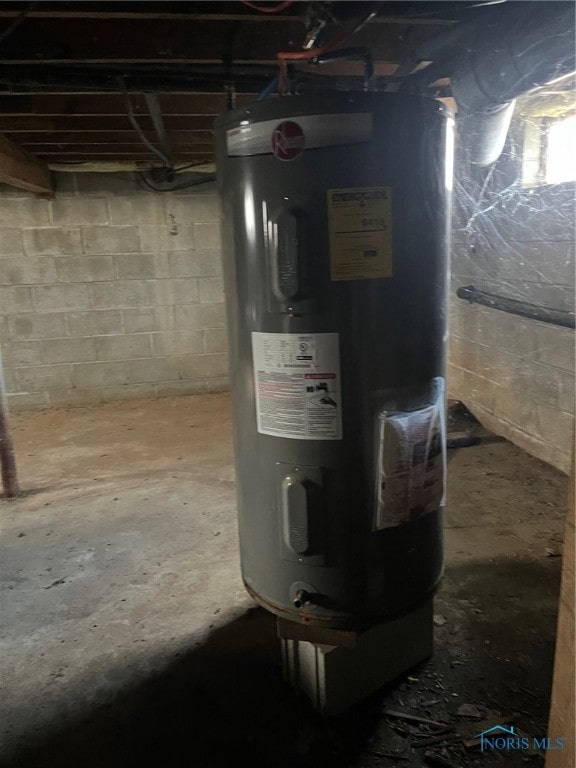 utility room featuring water heater