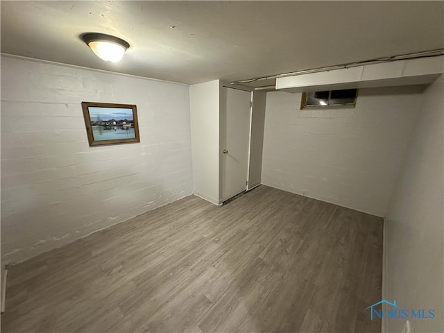 basement featuring hardwood / wood-style flooring