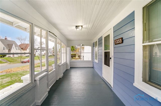 view of unfurnished sunroom